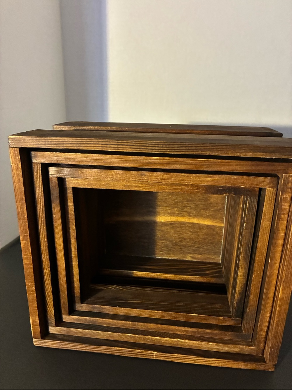 Rustic Brown Wooden Wall Shadow Box - Brand: